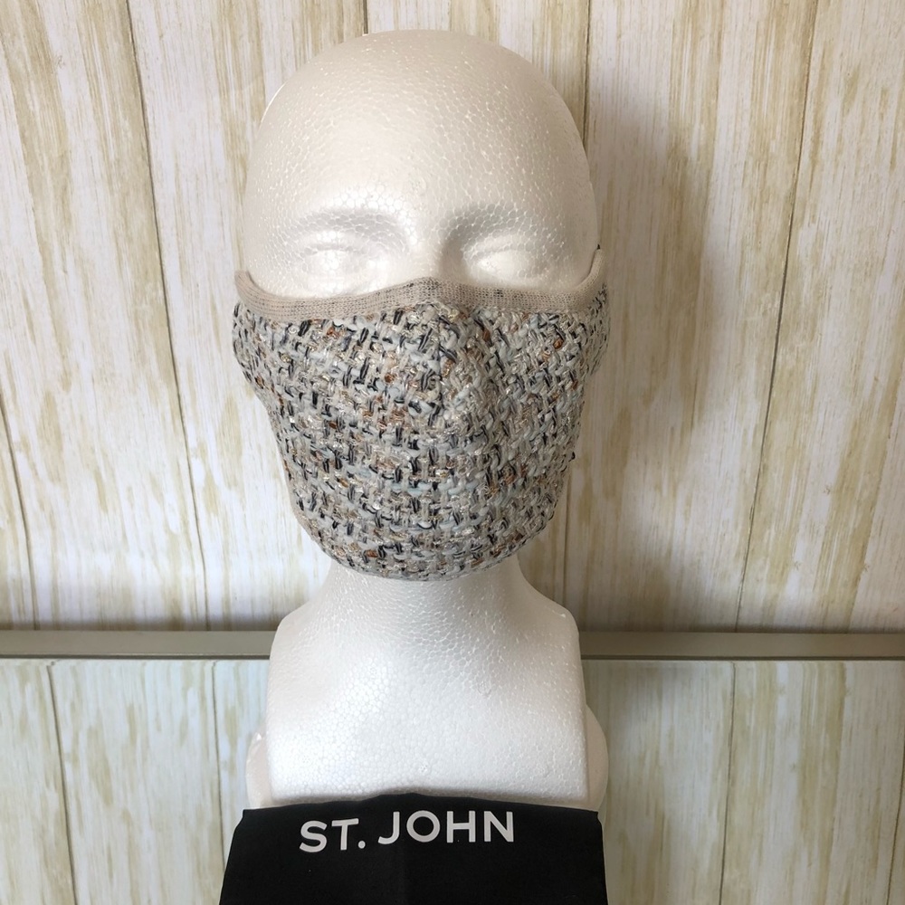 NWT St. John Tweed Knit Mask in ecru/multi